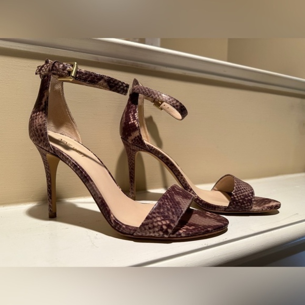 Nine West “Mana” Snake-Embossed Stiletto Heel Sandals (Size 8.5)